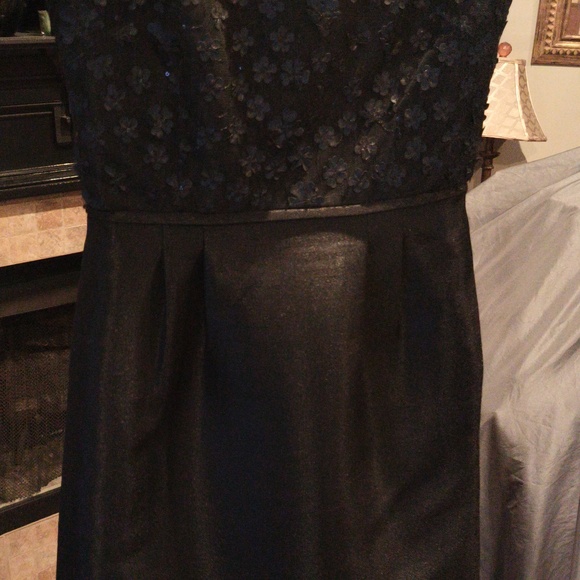 NWOT Beautiful Tahari Black Sheer Floral Lace Mesh Dress w Rear Pleat Size 4 - Picture 11 of 16
